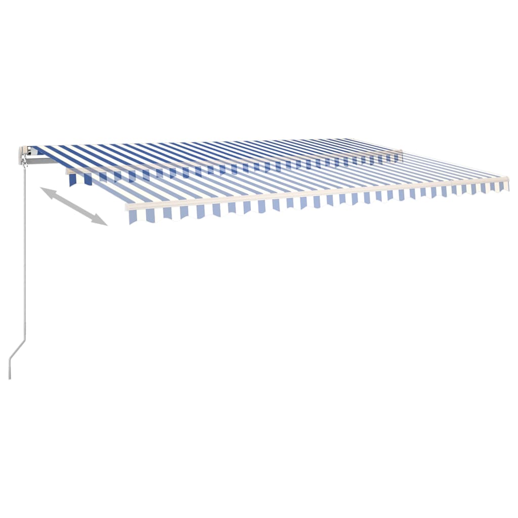Автоматично прибиращ се сенник с прътове, 3x2,5 м, синьо и бяло