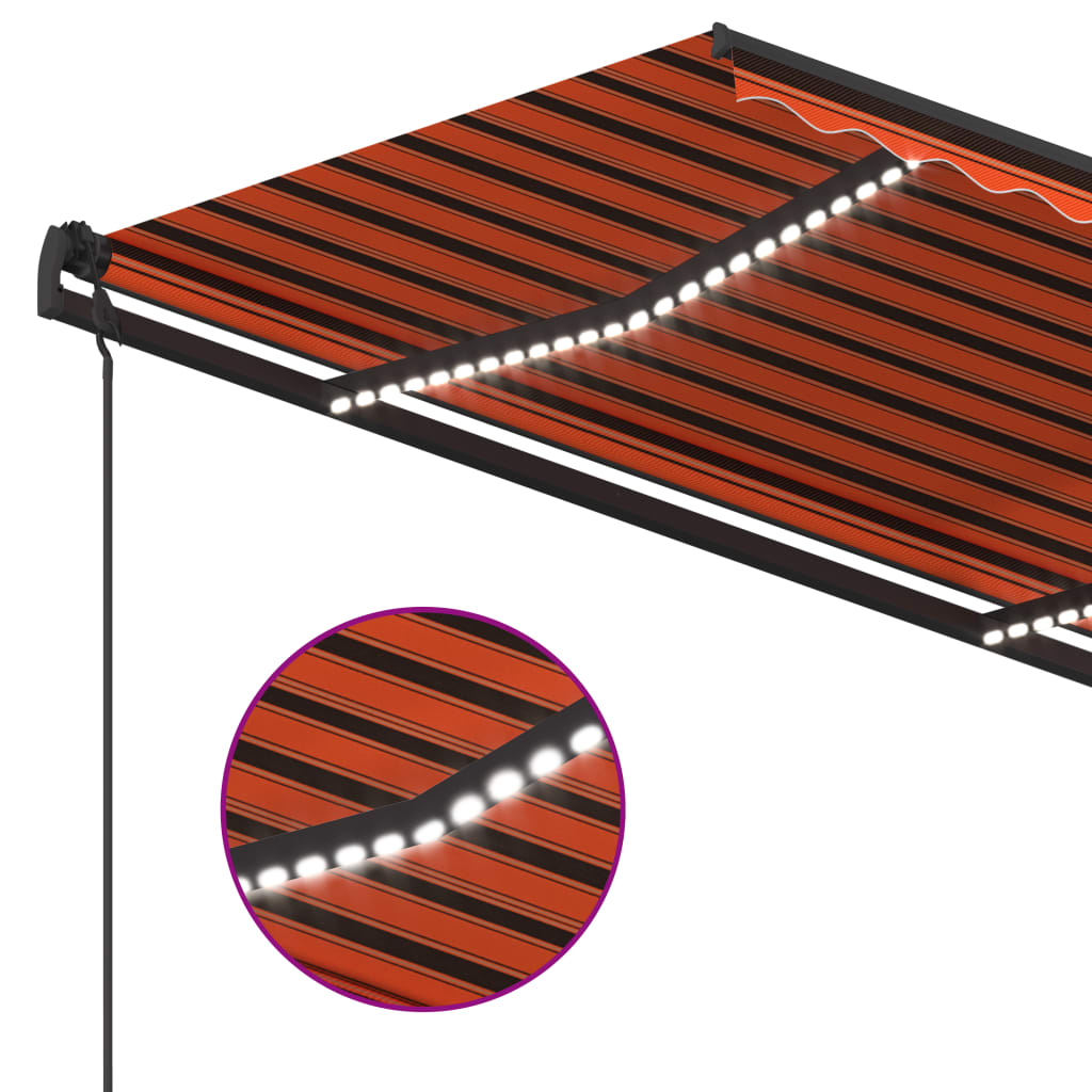 Автоматична тента LED и сензор за вятър 4x3,5 м оранжево/кафяво