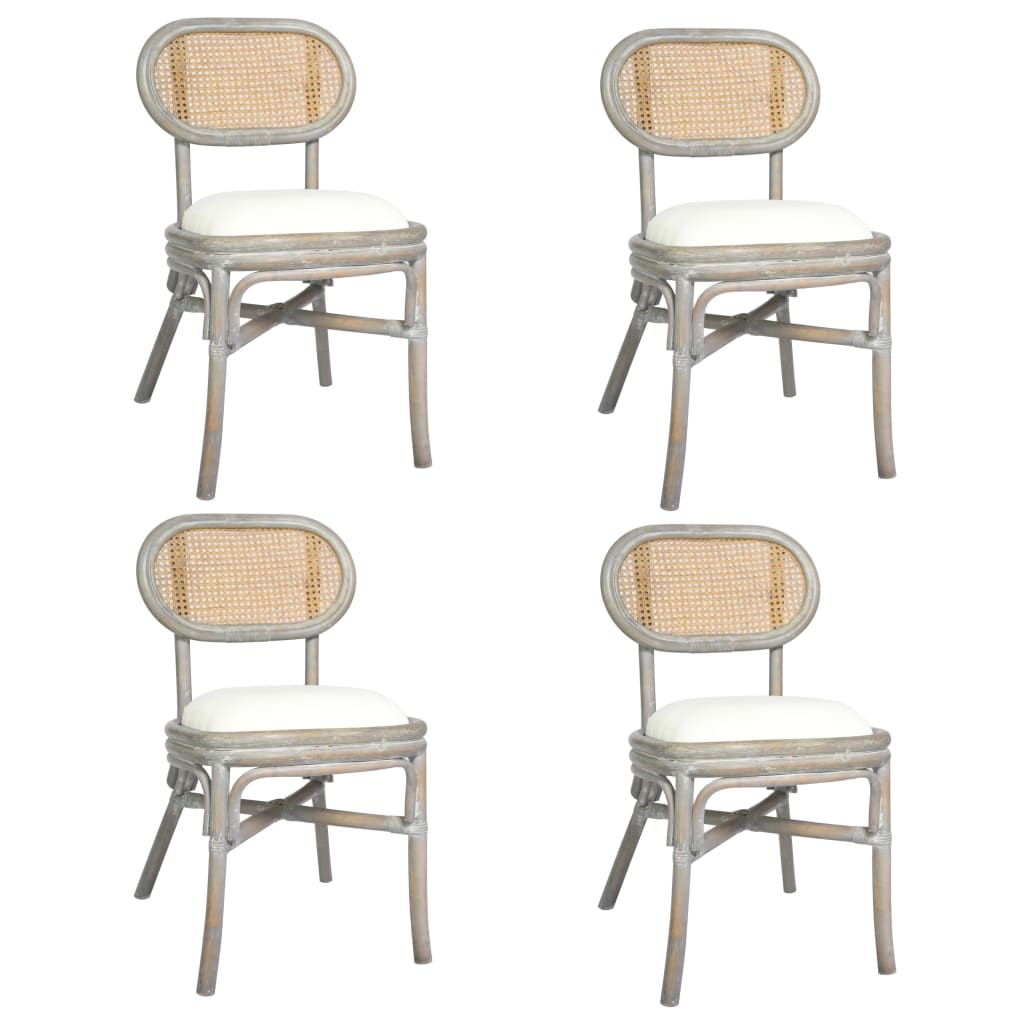 Трапезни столове, 4 бр, сиви, тапицерия от лен