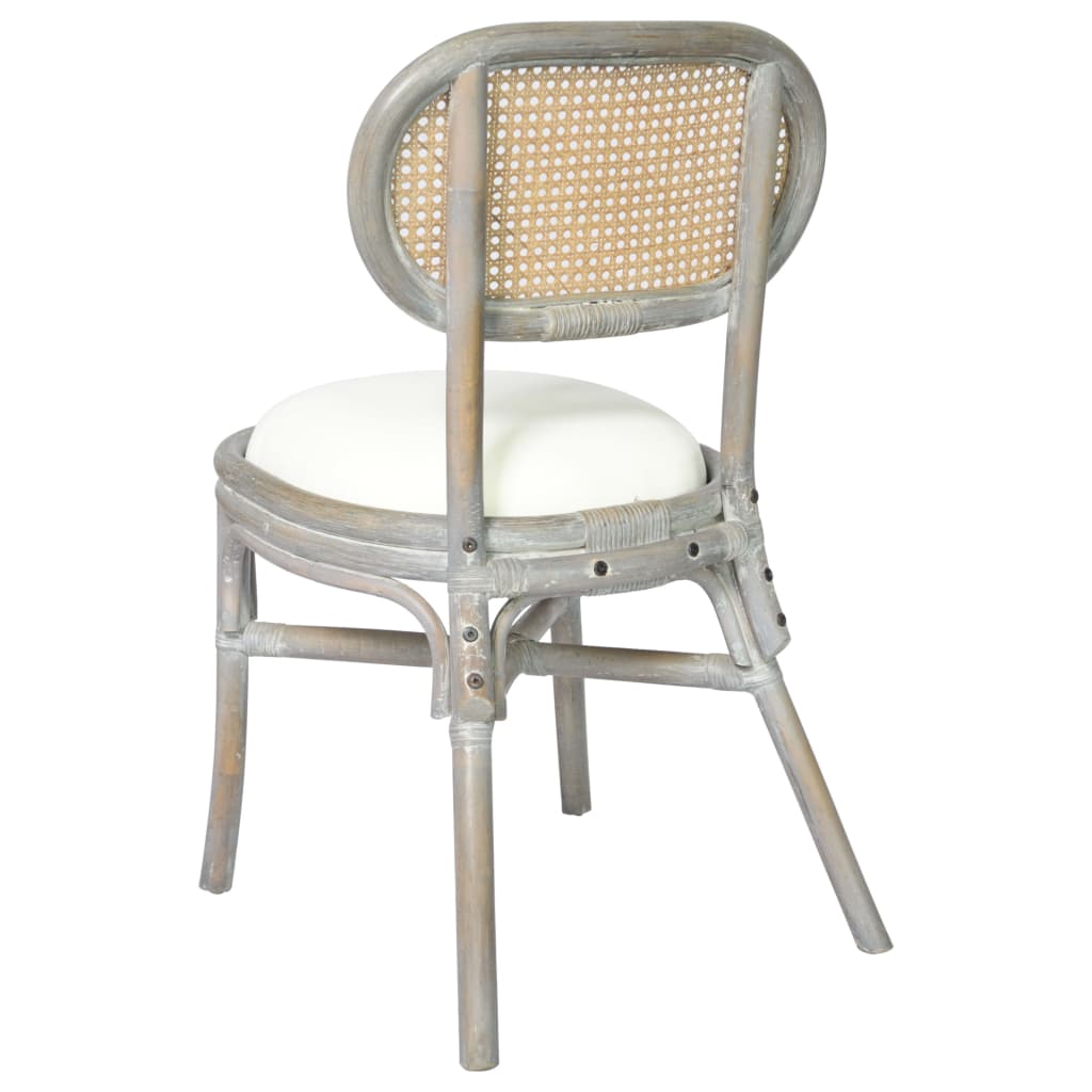 Трапезни столове, 4 бр, сиви, тапицерия от лен
