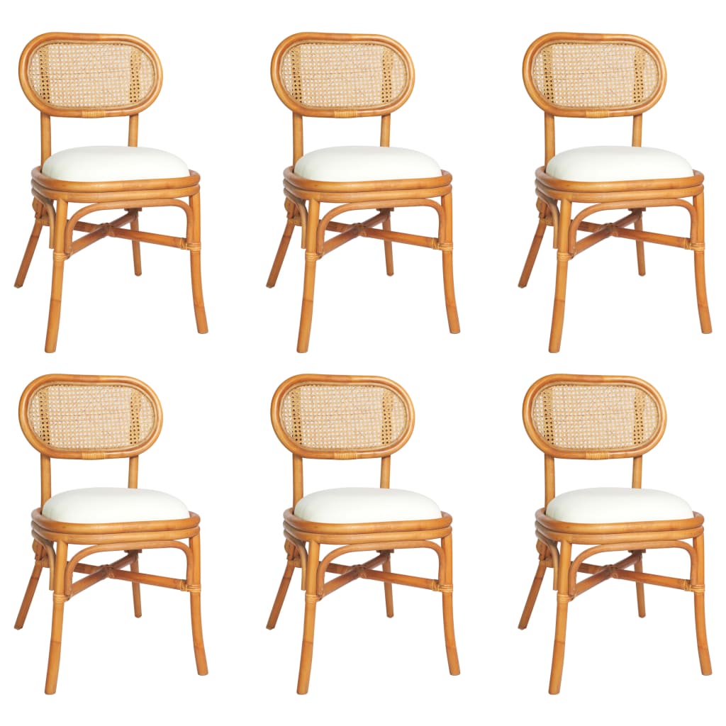 Трапезни столове, 6 бр, светлокафяви, тапицерия от лен