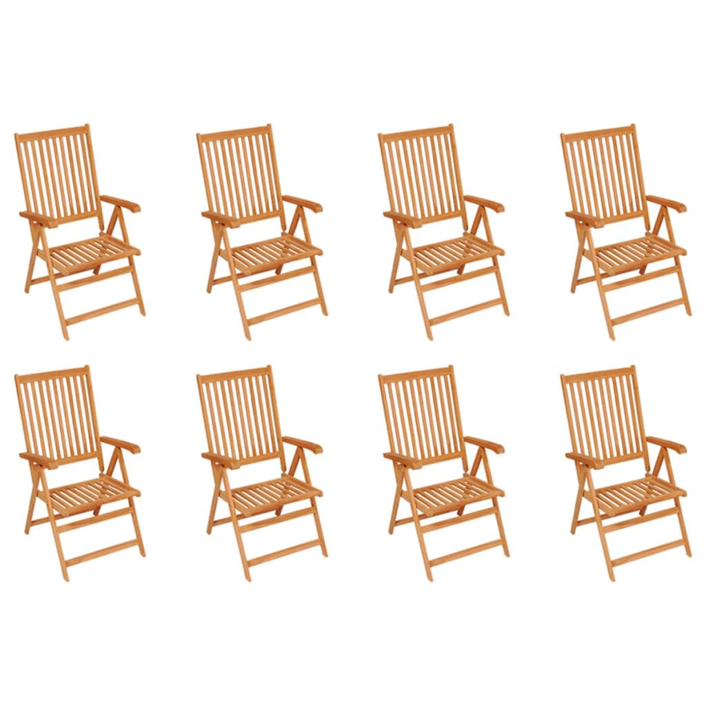 Накланящи градински столове с възглавници 8 бр тик масив