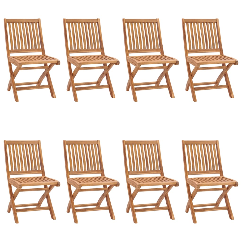 Сгъваеми градински столове с възглавници, 8 бр, тик масив