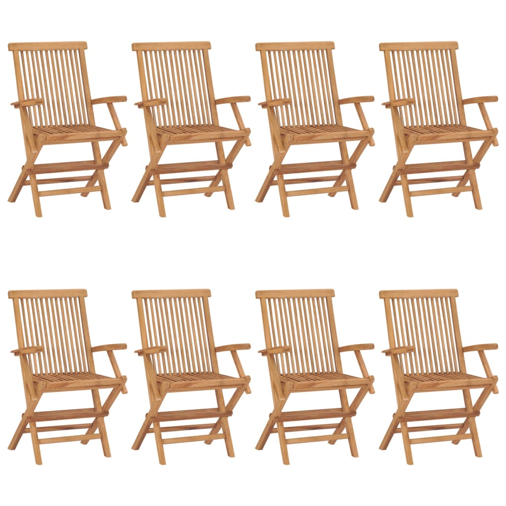 Градински столове с възглавници таупе 8 бр тик масив