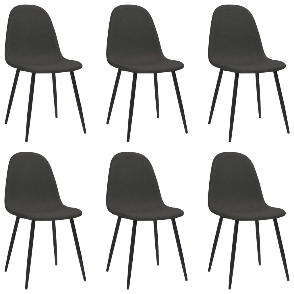 Трапезни столове, 6 бр, черни, изкуствена кожа