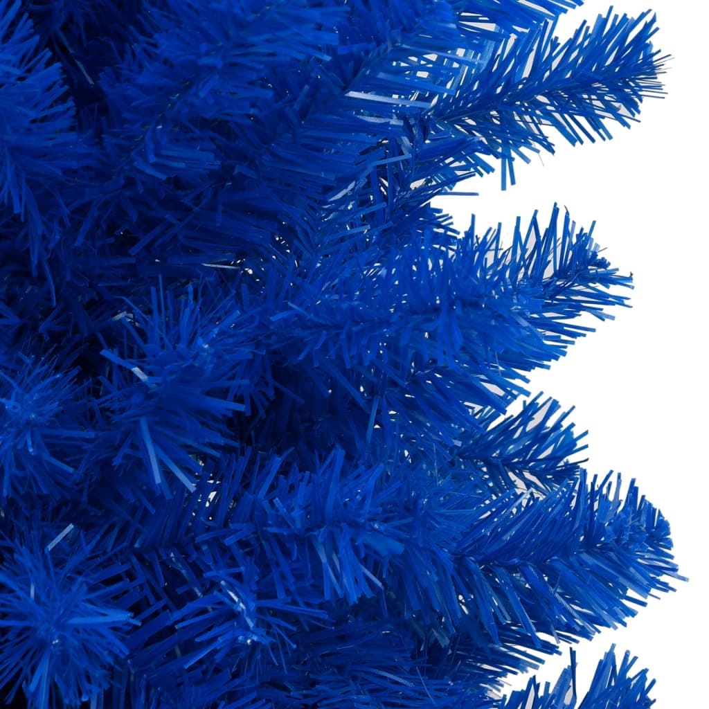 Изкуствена коледна елха с LED и топки, синя, 120 см, PVC