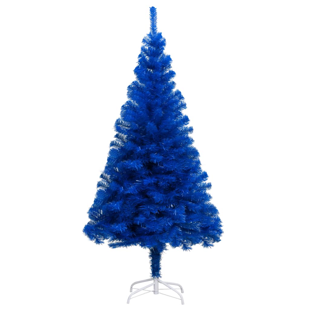 Изкуствена коледна елха с LED и комплект топки синя 210 см PVC 