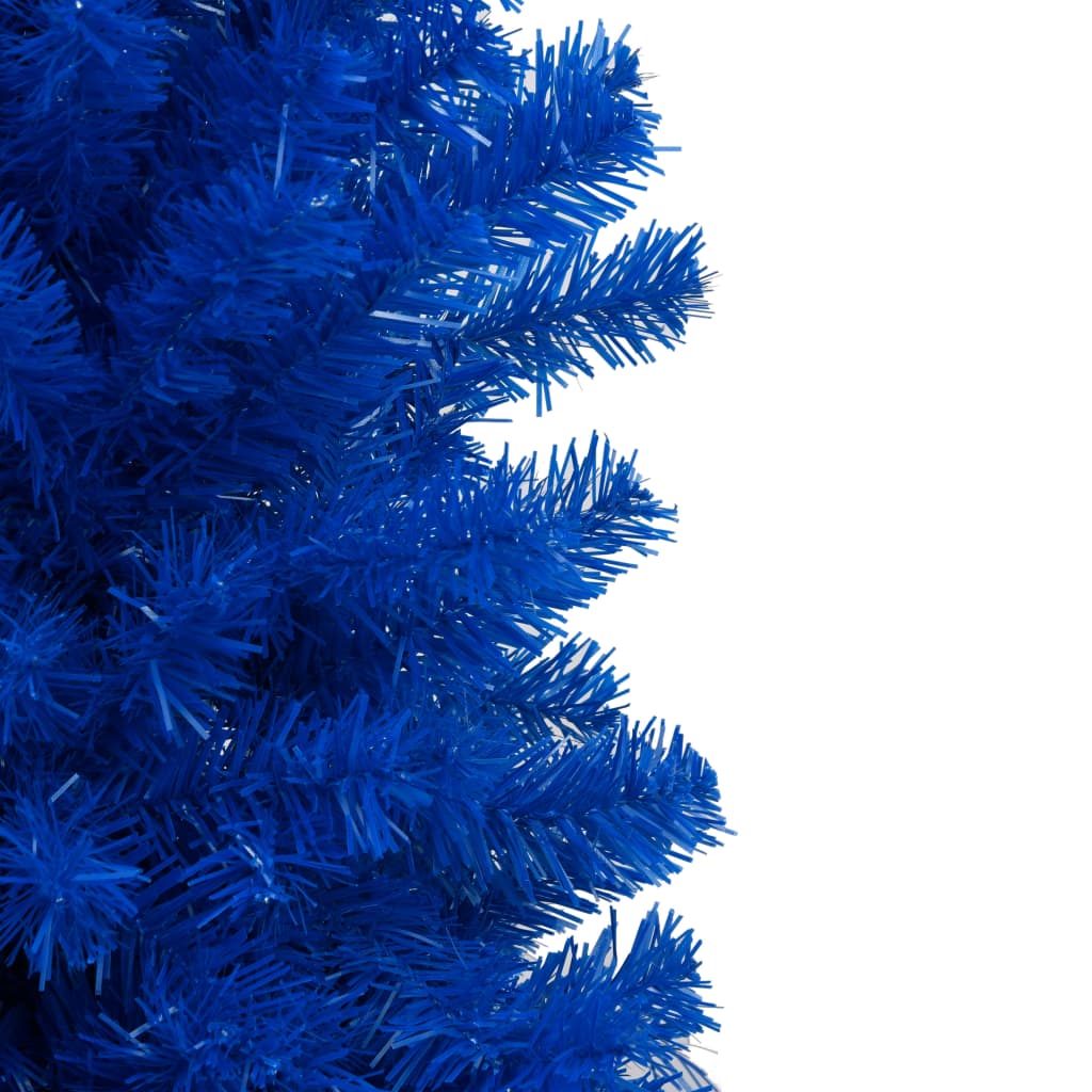 Изкуствена коледна елха с LED и комплект топки синя 210 см PVC 