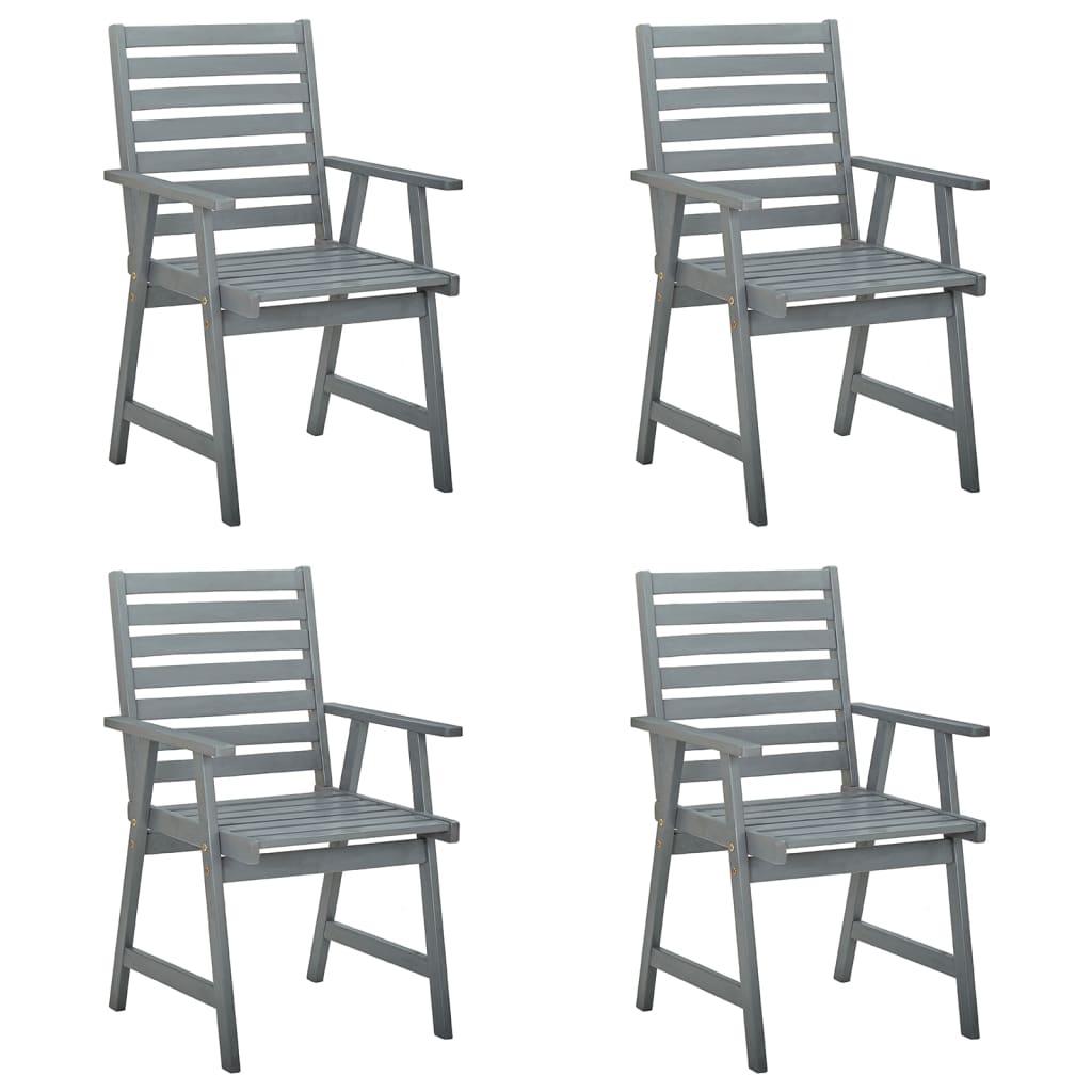 Градински трапезни столове, 4 бр, сиви, акация масив