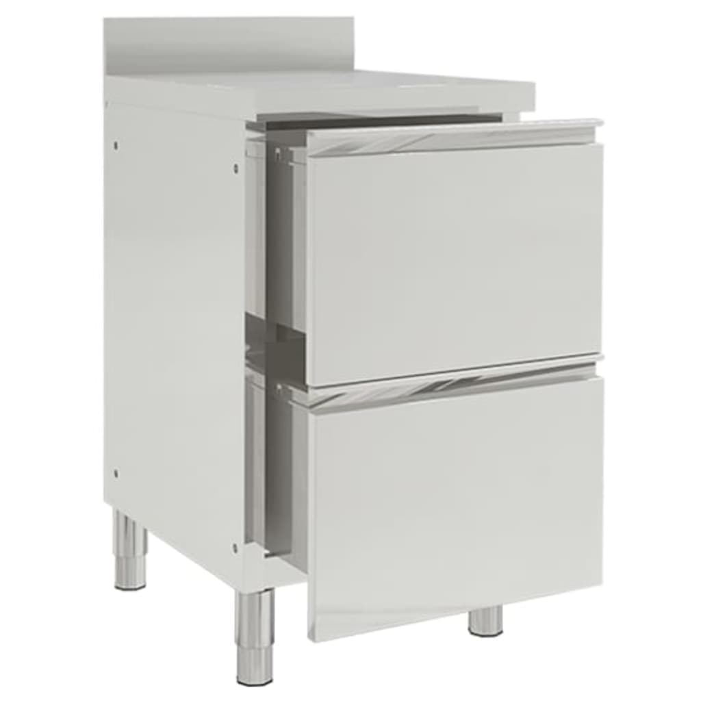 Търговски кухненски шкафове с 2 чекмеджета, 2 бр, инокс