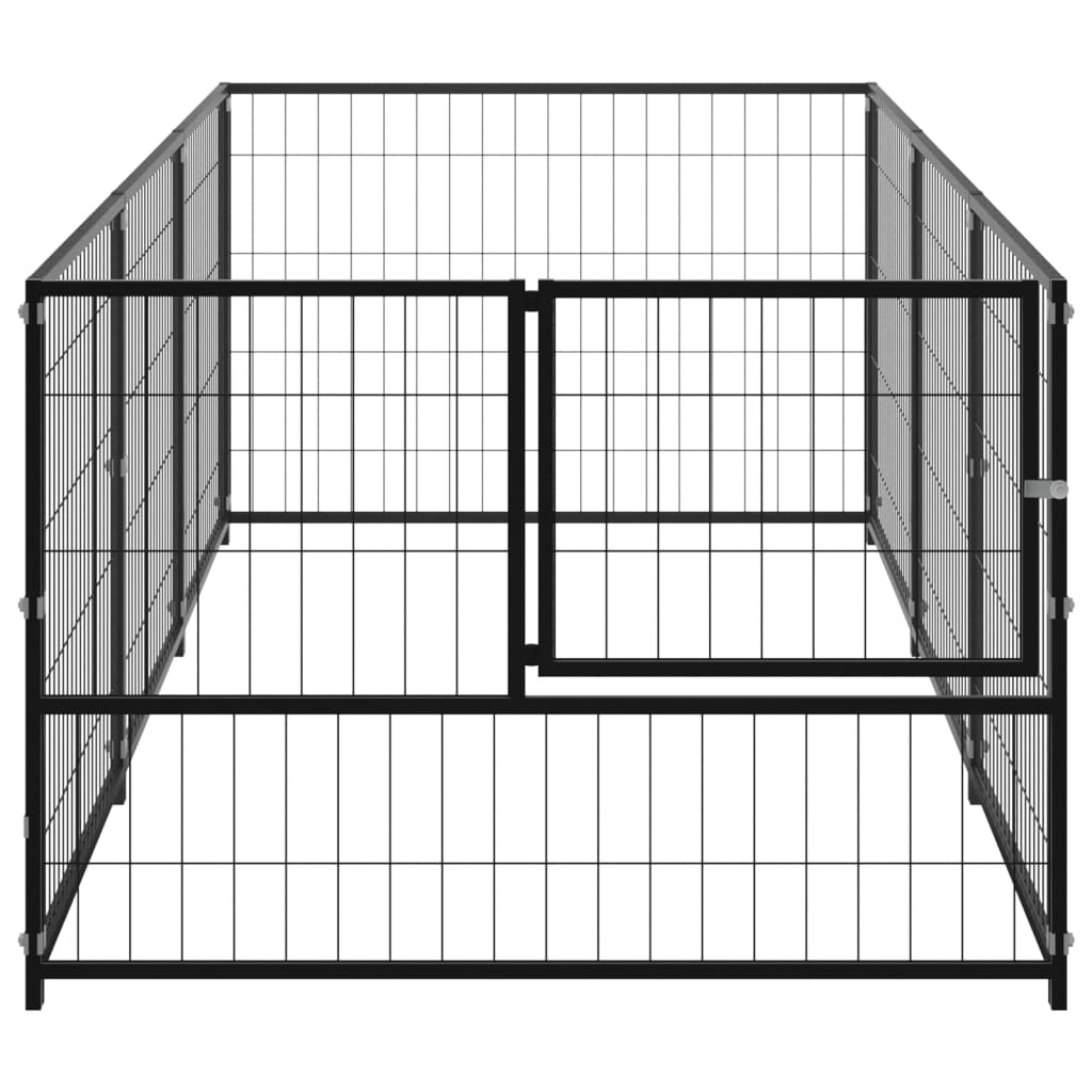 Клетка за кучета, черна, 3 кв.м., стомана