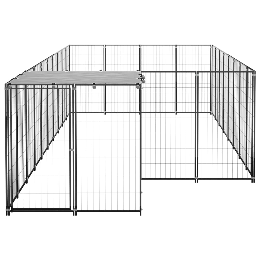Клетка за кучета, черна, 10,89 кв.м., стомана  