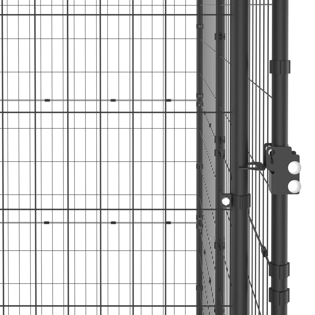 Външна клетка за кучета с покрив, стомана, 19,36 кв.м.