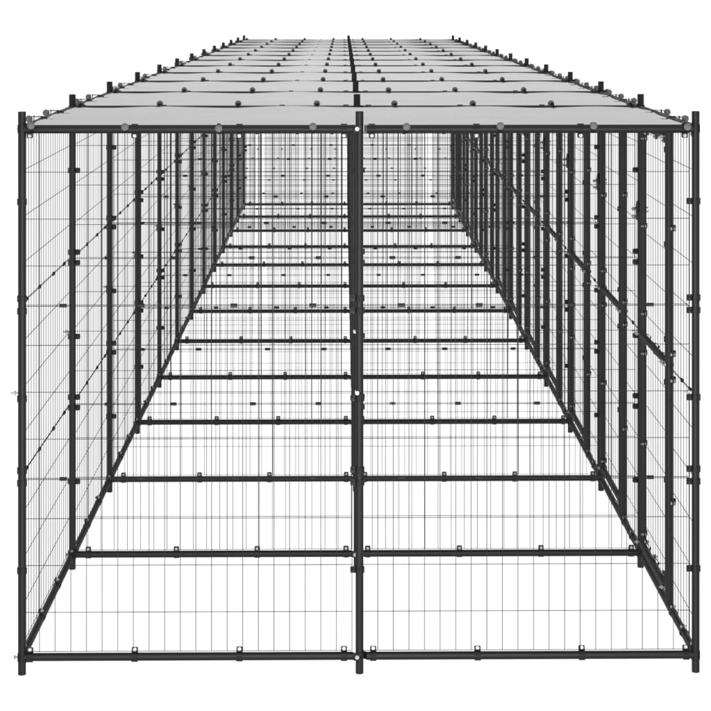 Външна клетка за кучета с покрив, стомана, 29,04 кв.м.