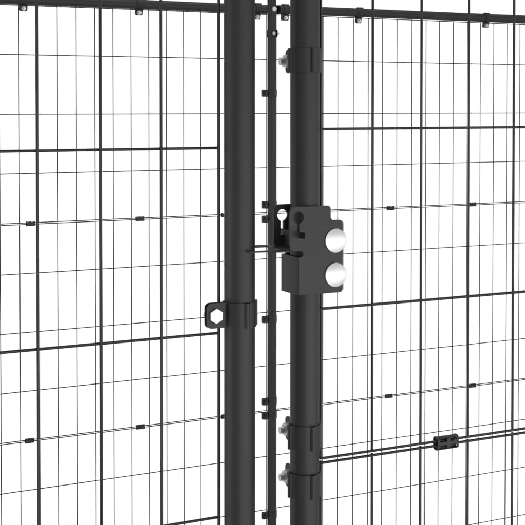 Външна клетка за кучета с покрив, стомана, 7,26 кв.м.