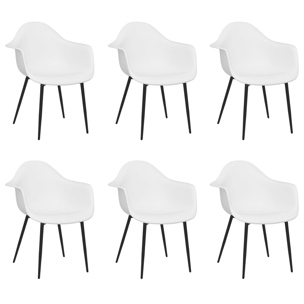 Трапезни столове, 6 бр, бели, PP