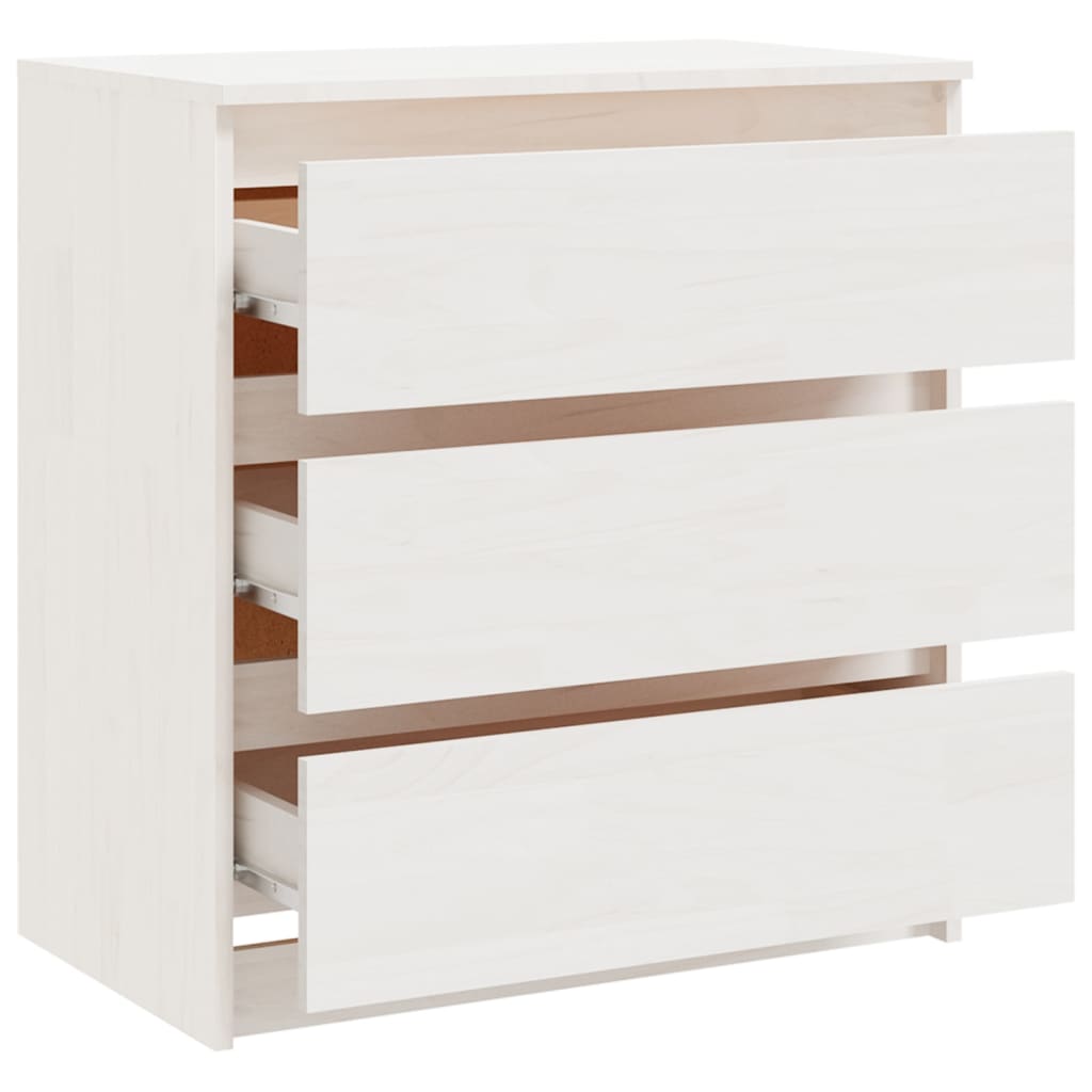 Нощни шкафчета, 2 бр, бели, 60x36x64 см, бор масив
