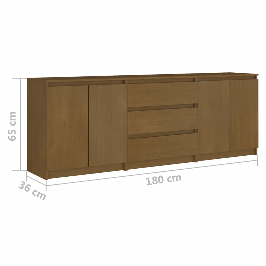 Странично шкафче, меденокафяво, 180x36x65 см, бор масив
