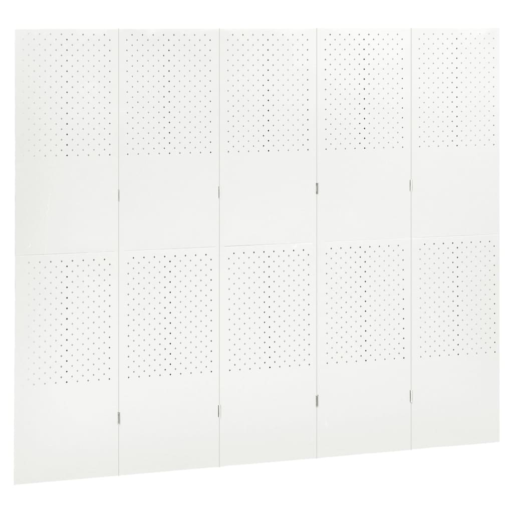 5-панелни паравани за стая, 2 бр, бели, 200x180 см, стомана