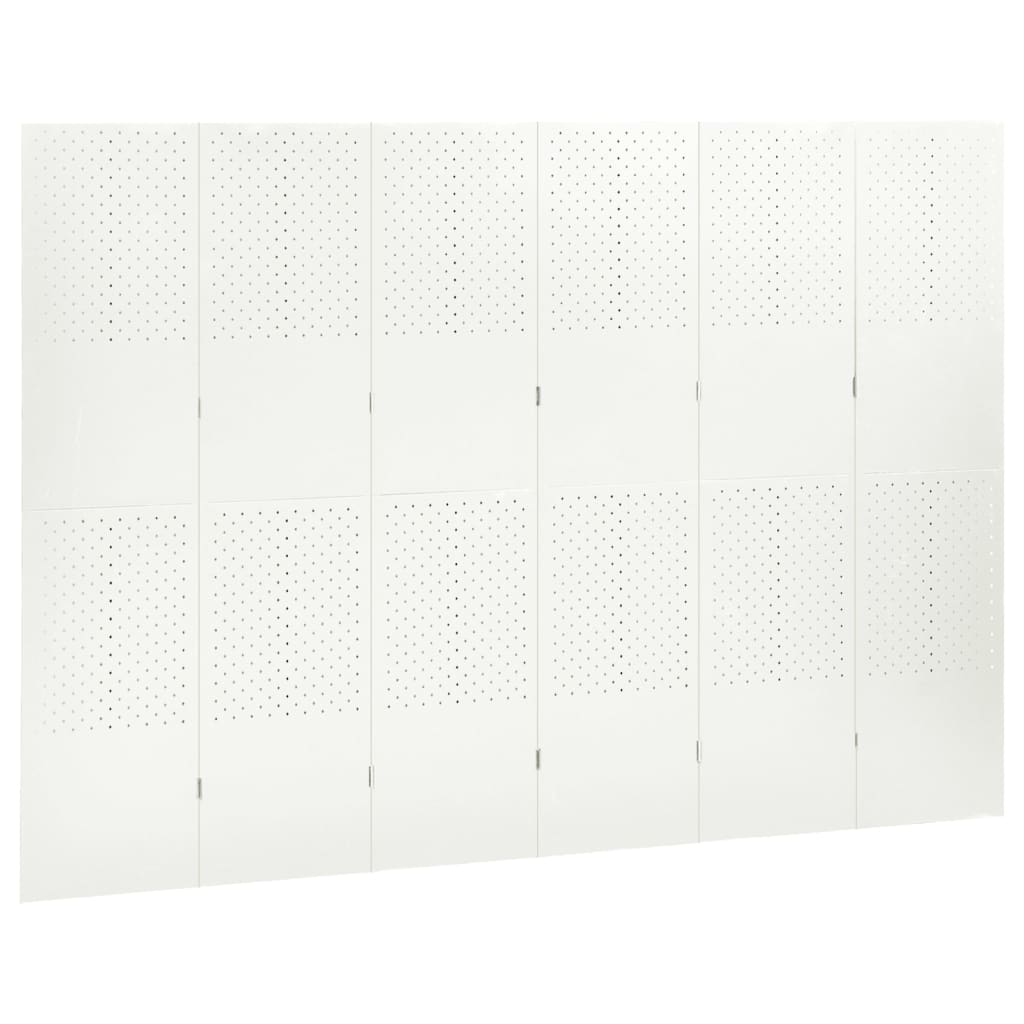 6-панелни паравани за стая, 2 бр, бели, 240x180 см, стомана