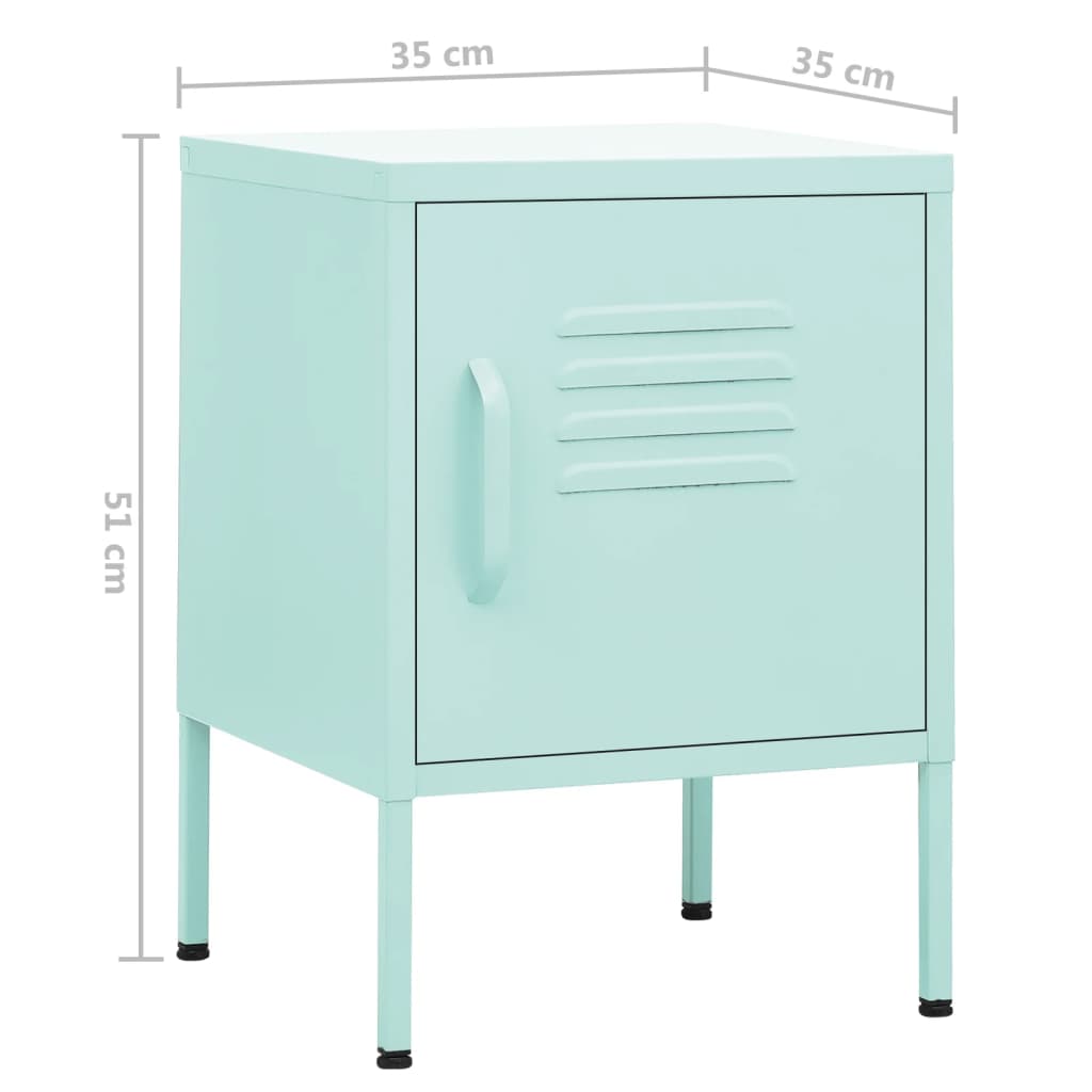 Нощни шкафчета, 2 бр, мента, 35х35х51 см, стомана