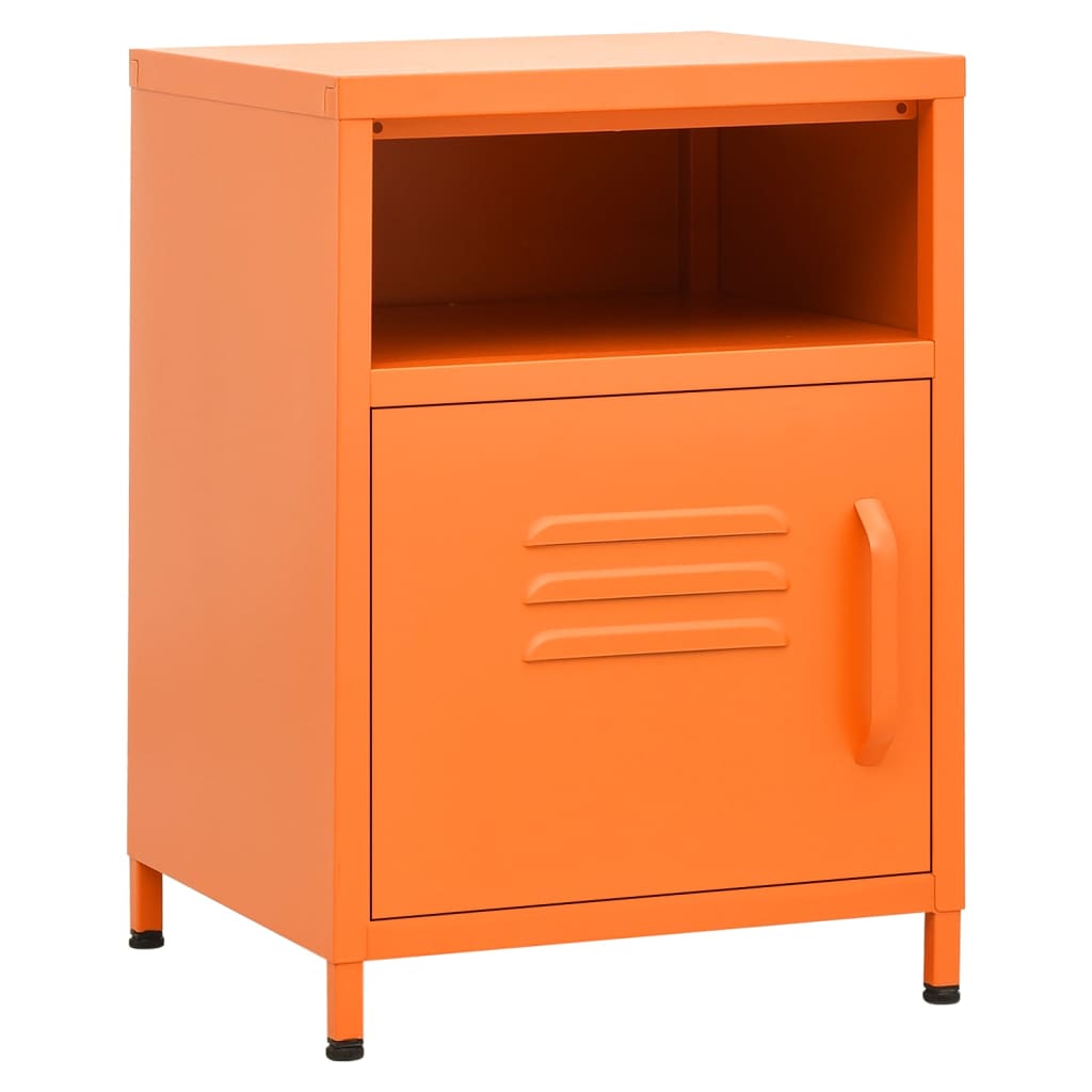 Нощни шкафчета, 2 бр, оранжеви, 35х35х51 см, стомана