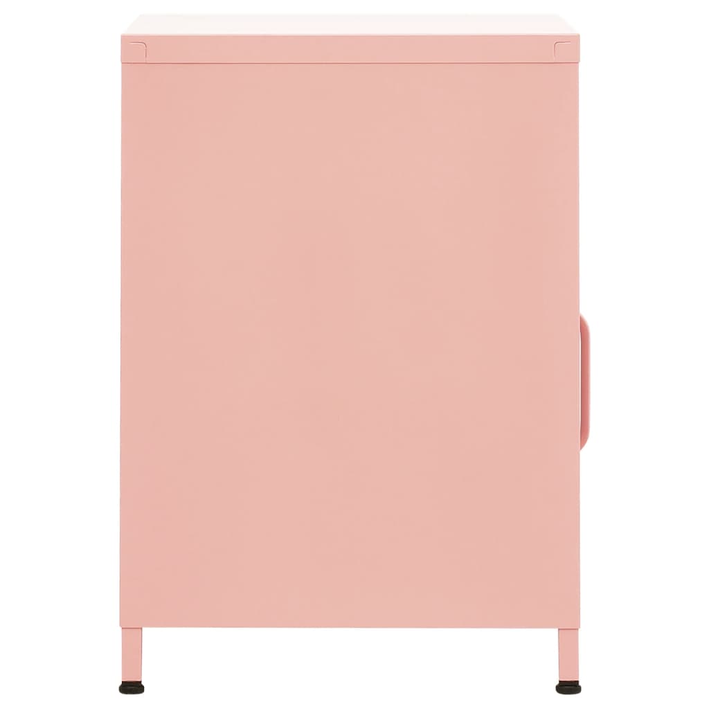 Нощни шкафчета, 2 бр, розови, 35х35х51 см, стомана