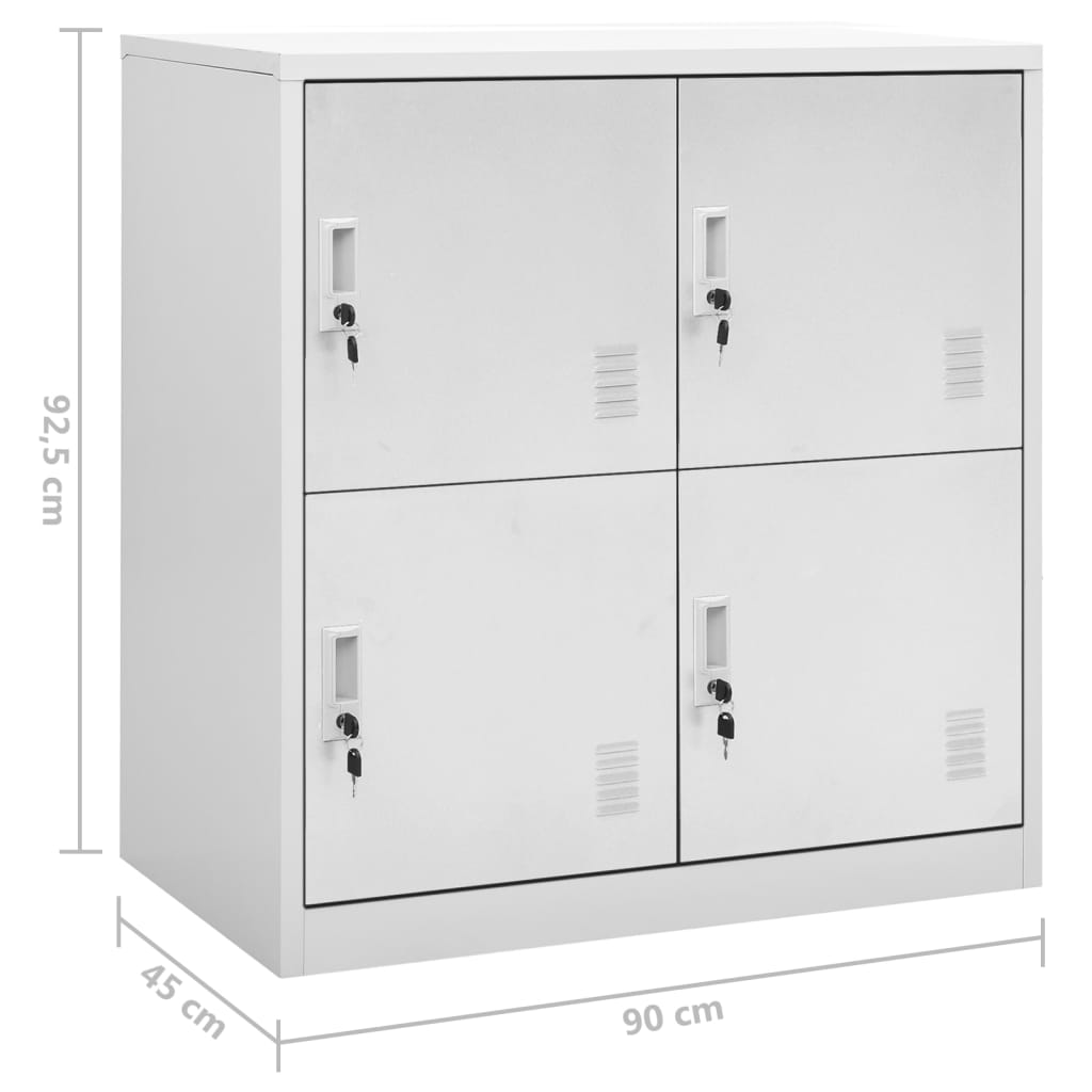 Заключващи се шкафове, 2 бр, светлосиви, 90x45x92,5 см, стомана