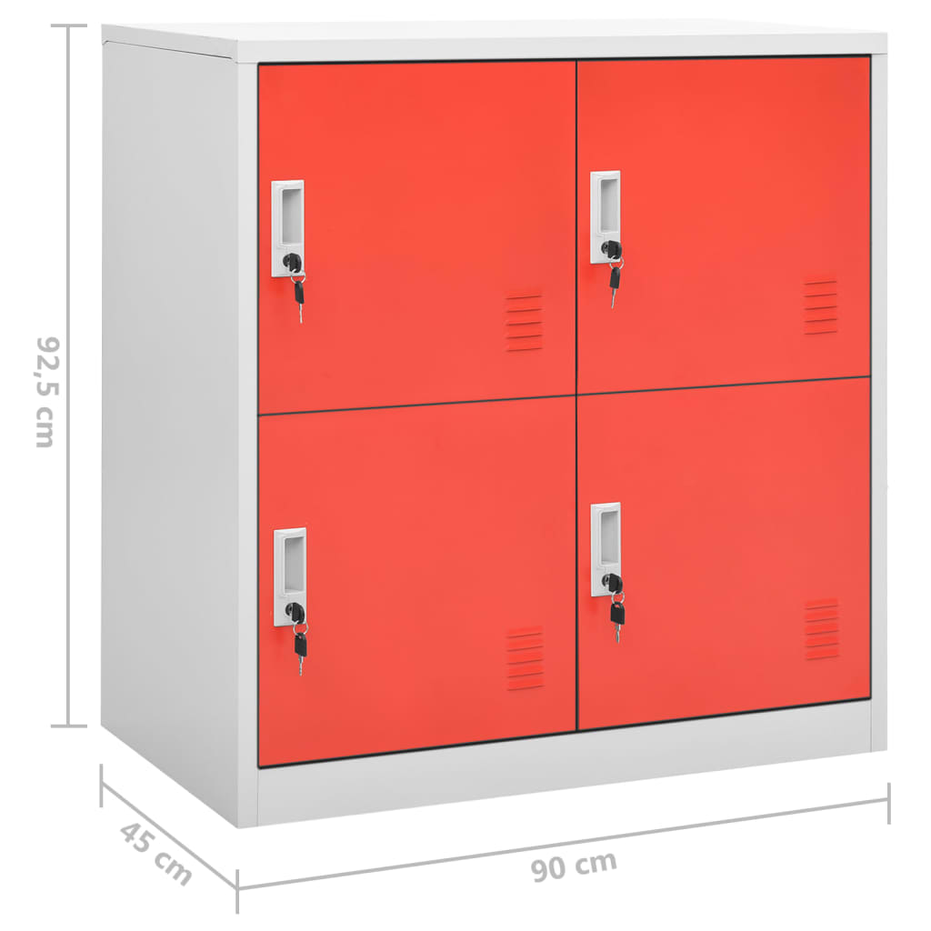 Заключващи шкафове 5 бр светлосиво/червено 90x45x92,5см стомана