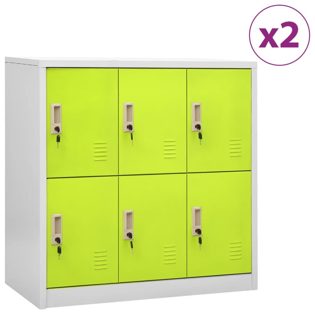 Заключващи шкафове 2 бр светлосиво/зелено 90x45x92,5 см стомана