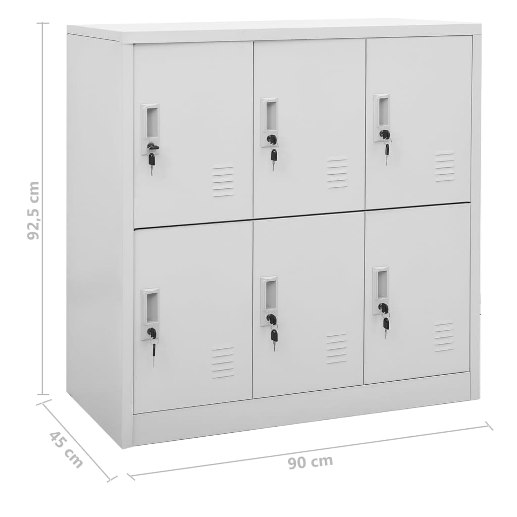 Заключващи се шкафове, 5 бр, светлосиви, 90x45x92,5 см, стомана