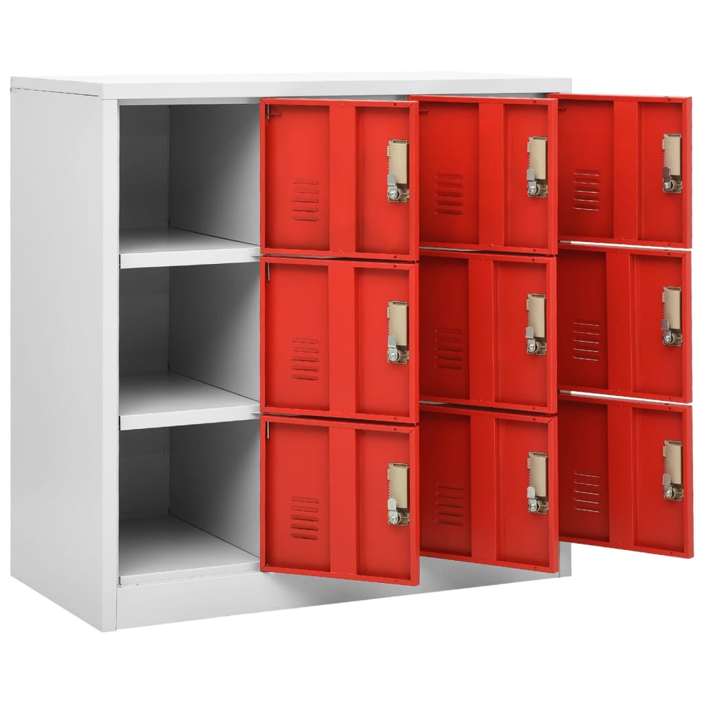 Заключващи шкафове 5 бр светлосиво/червено 90x45x92,5см стомана