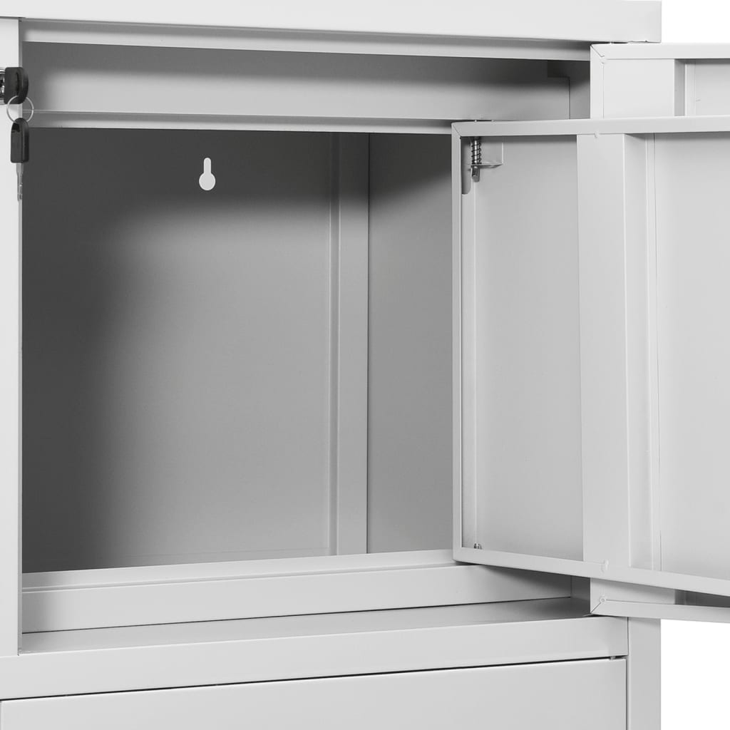 Офис шкаф с плантер, светлосив, 90x40x125 см, стомана