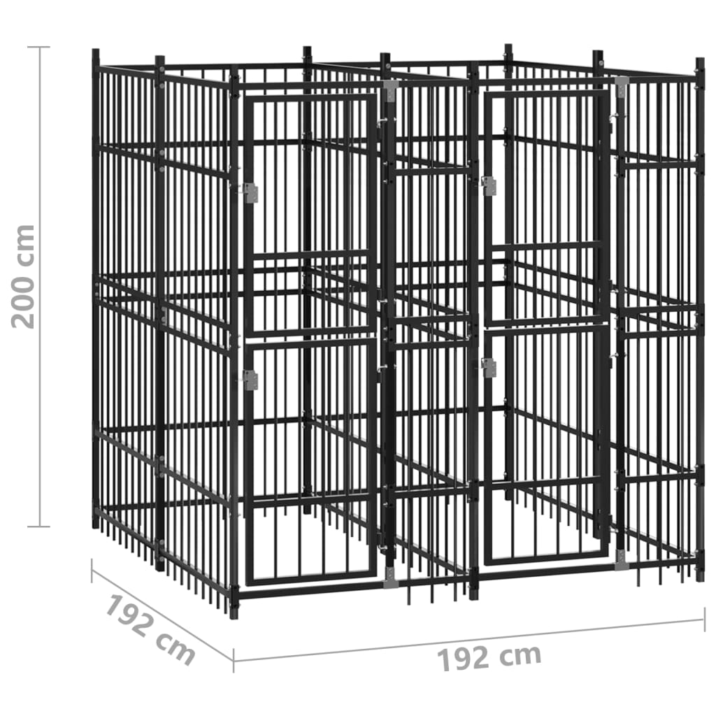 Дворна клетка за кучета, стомана, 3,69 кв.м.