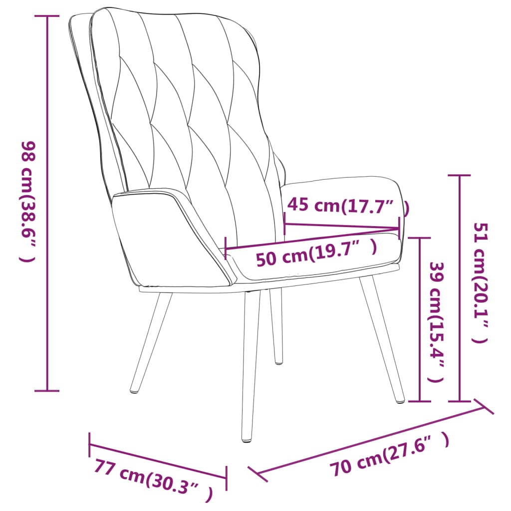 Релаксиращ стол с опора за крака, Кремавобял, кадифе
