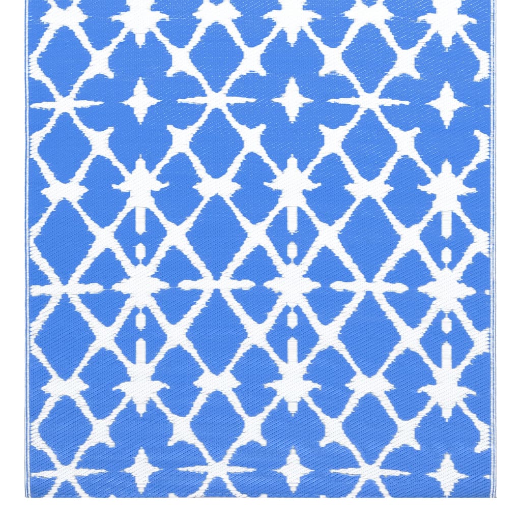 Килим за открито, синьо и бяло, 120x180 см, PP
