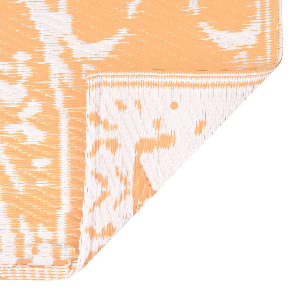 Килим за открито, оранжево и бяло, 190x290 см, PP