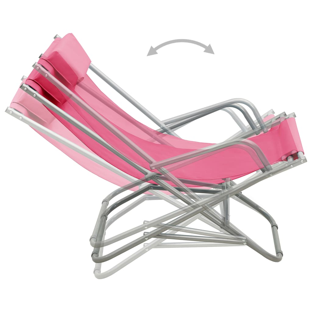 Люлеещи се столове, 2 бр, стомана, розови 