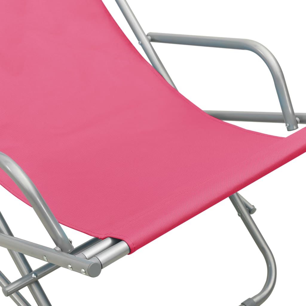 Люлеещи се столове, 2 бр, стомана, розови 