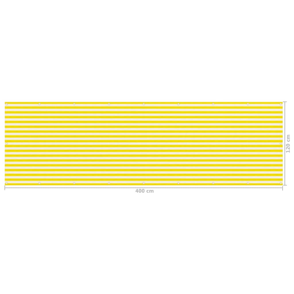 Балконски параван, жълто и бяло, 120x400 см, HDPE