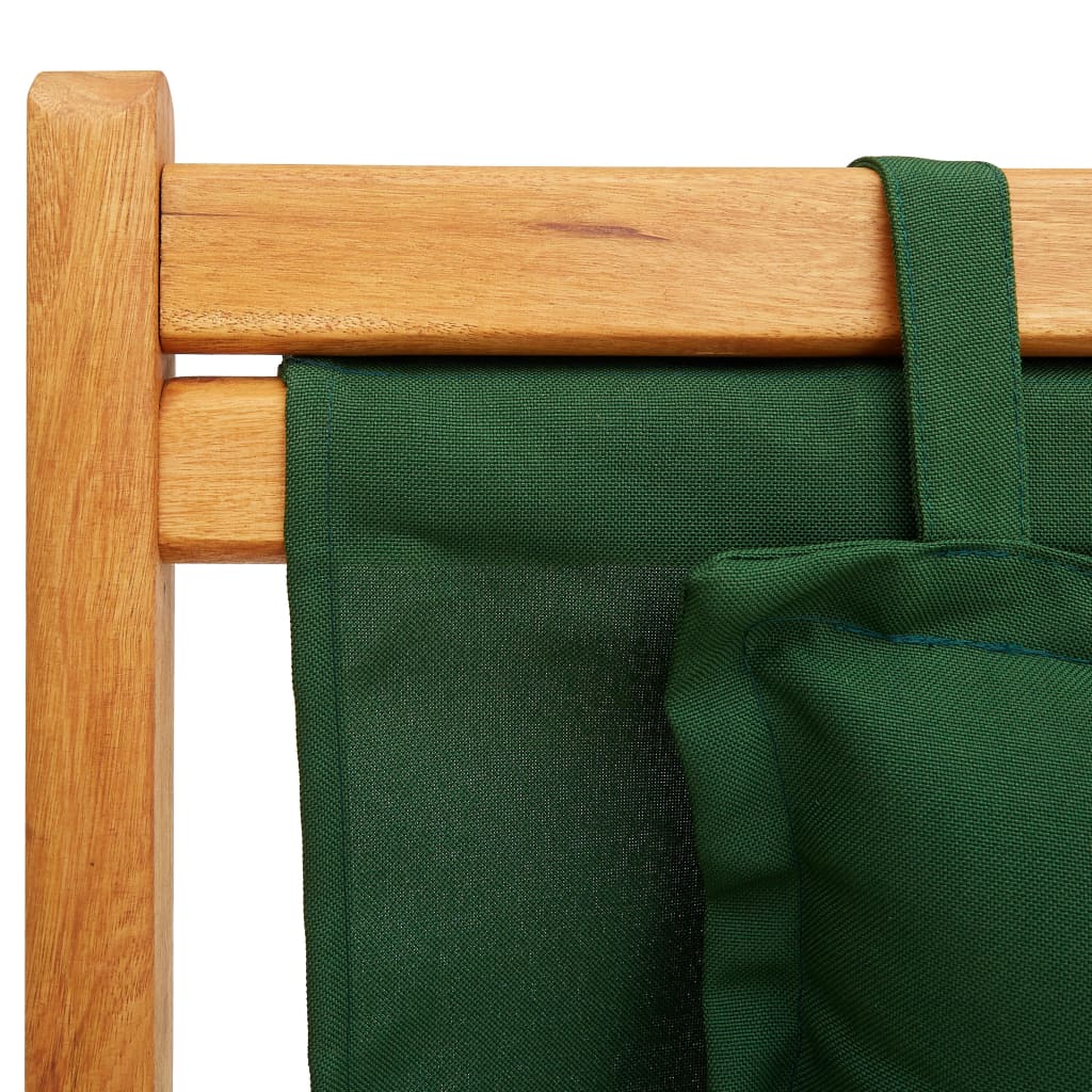 Сгъваем плажен стол, евкалиптово дърво масив и текстил, зелен