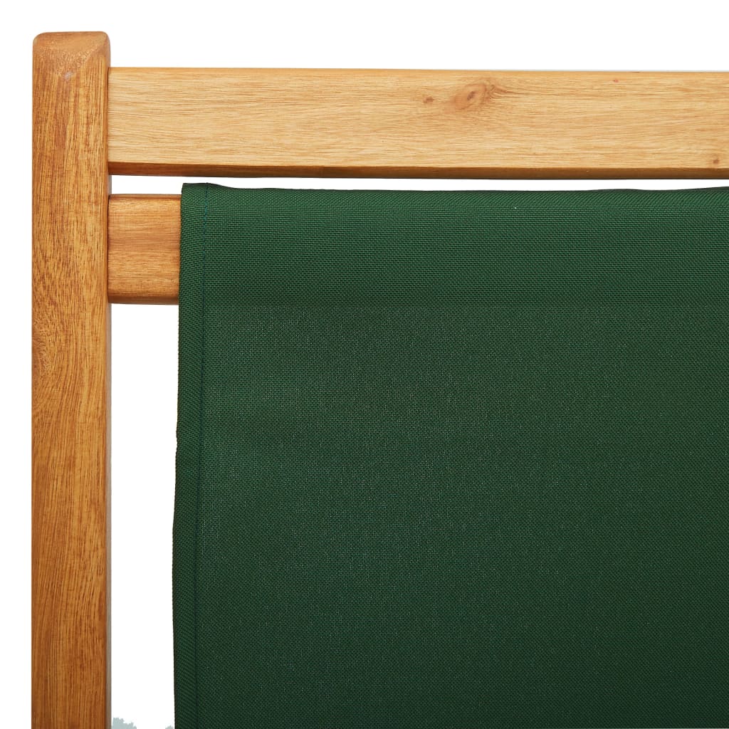 Сгъваем плажен стол, евкалиптово дърво и текстил, зелен