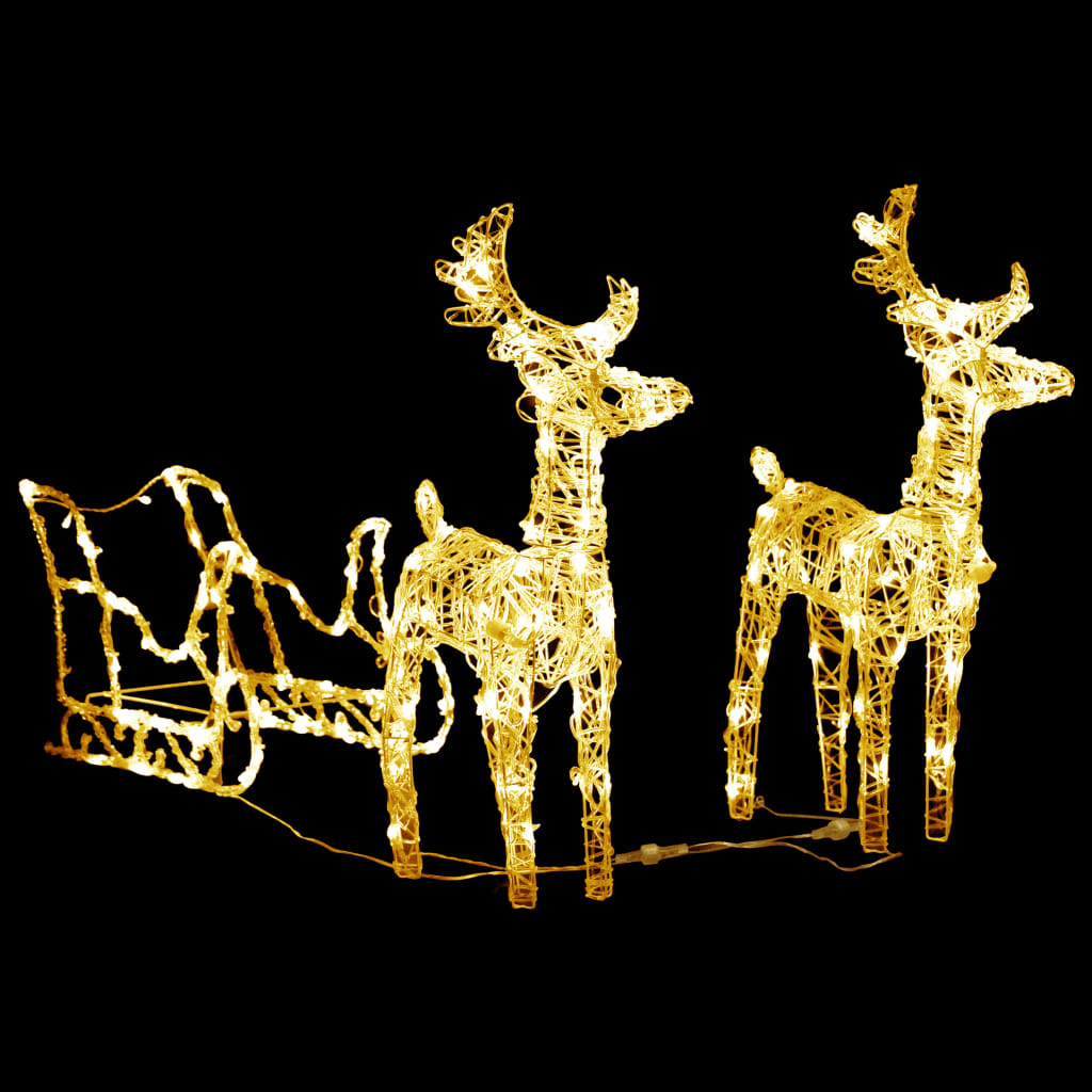 Коледна украса елени с шейна, 320 LED, акрил