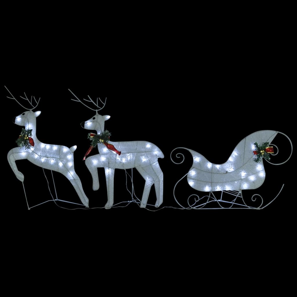 Коледна украса елени с шейна 100 LED за открито бяла