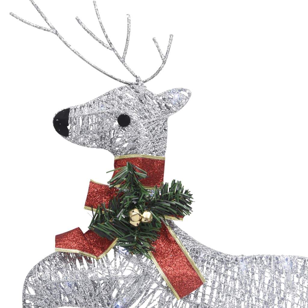 Коледна украса елени с шейна 140 LED за открито сребристо