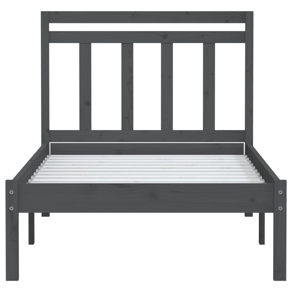 Рамка за легло, сива, бор масив, 100х200 см