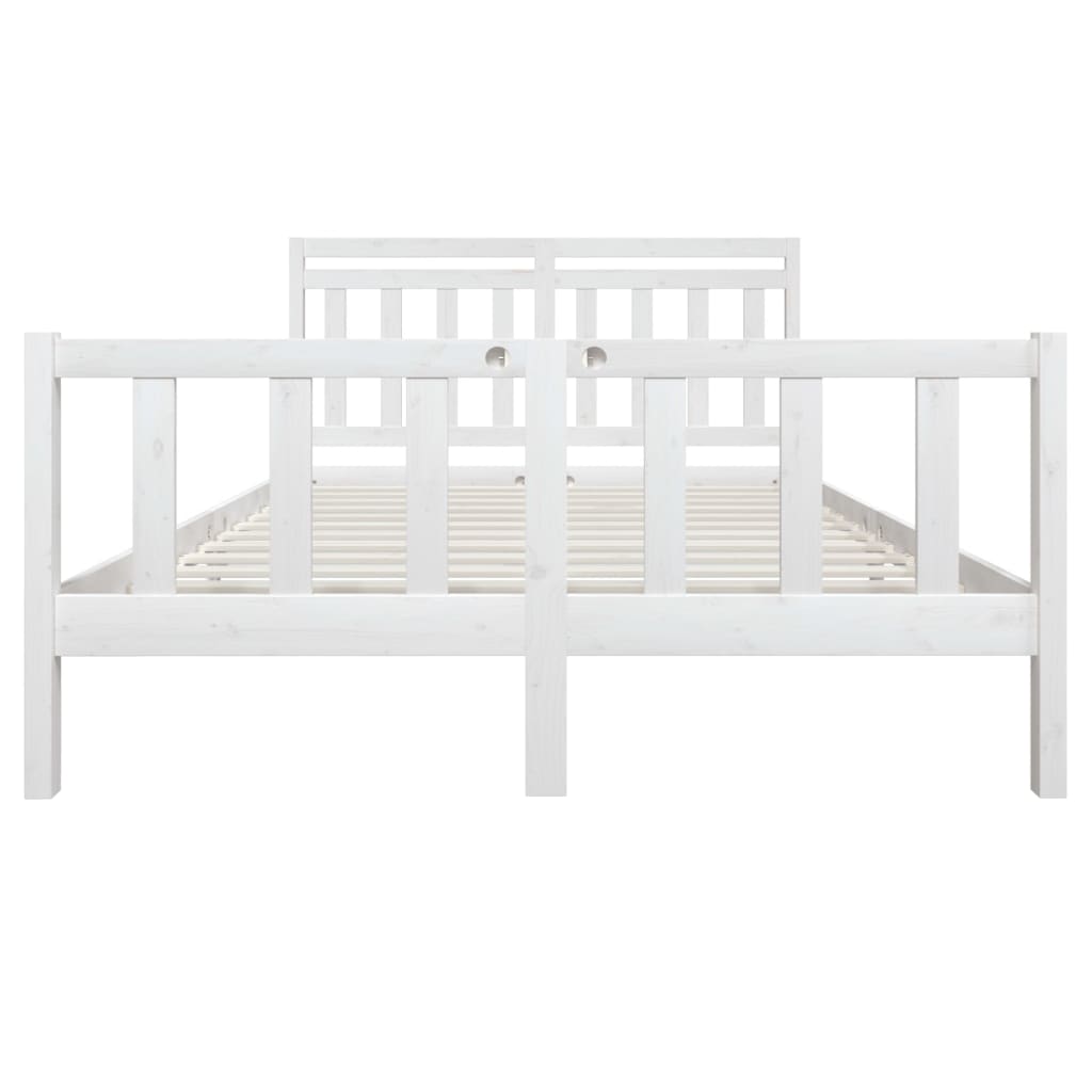 Рамка за легло, бяла, дърво масив, 160х200 см