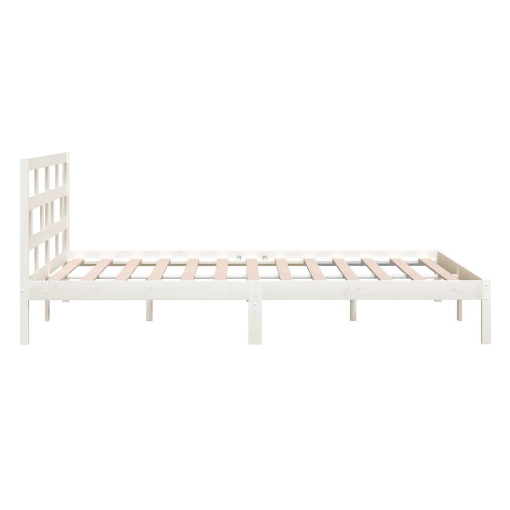Рамка за легло, бяла, борово дърво масив, 140х200 см
