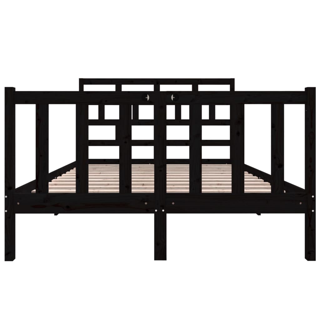 Рамка за легло, черна, масивен бор, 140х190 см