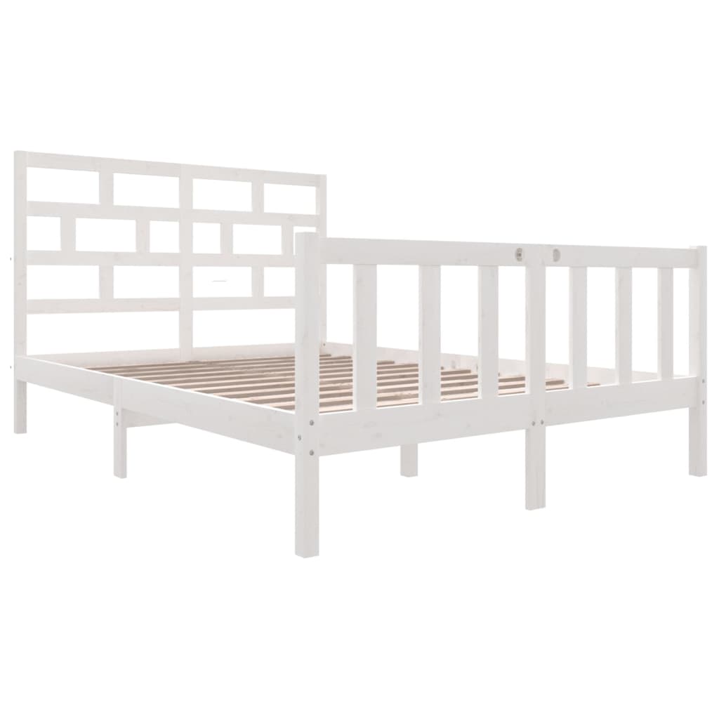 Рамка за легло, бяла, бор масив, 120x200 см
